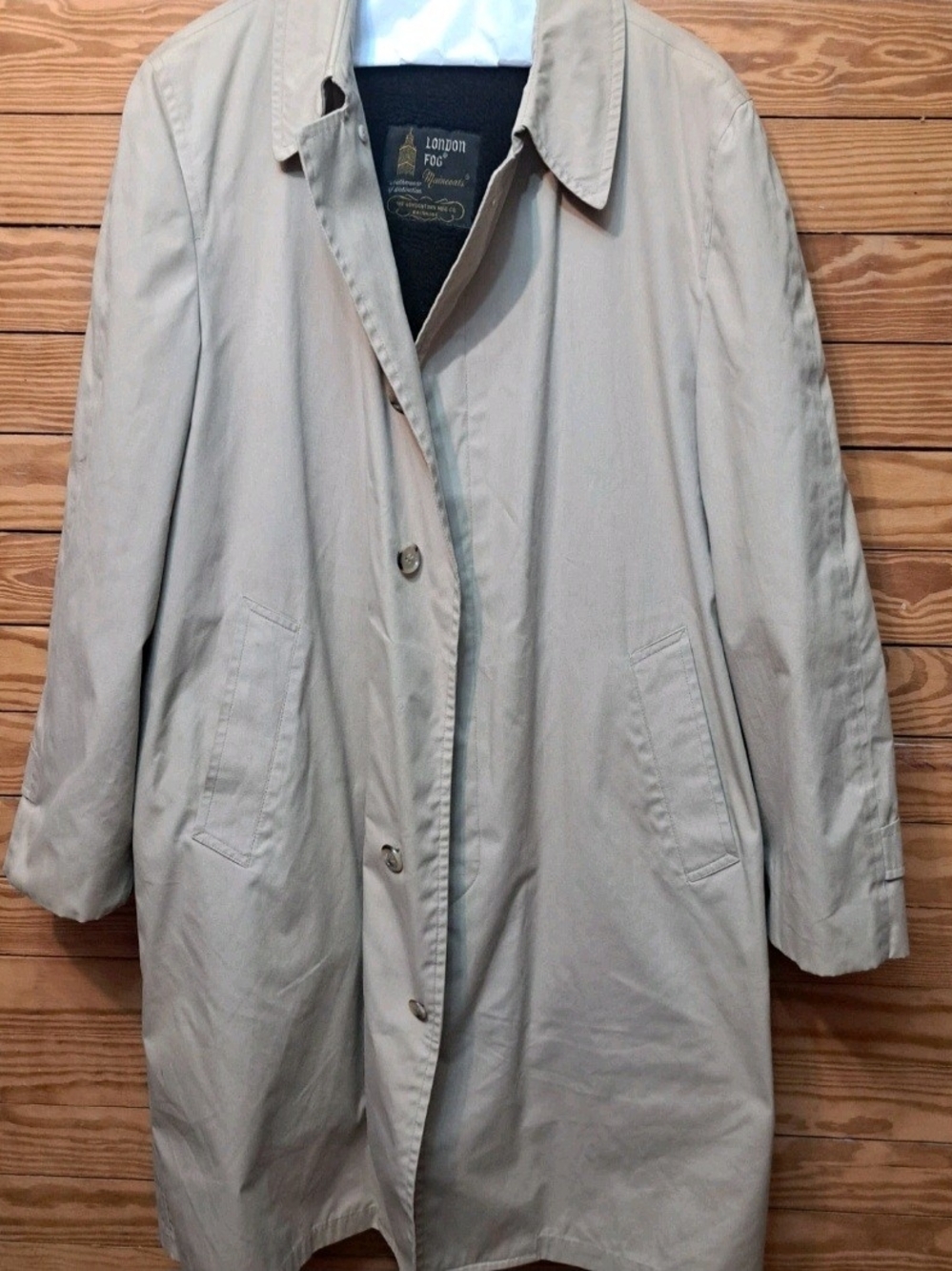 London Fog Vintage Mens Trench Coat Sz 40 L Missing 1 Button